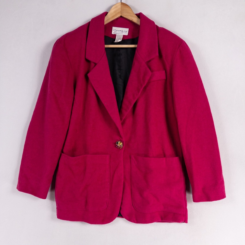 Capezio Jacket Womens Small Pink Wool Blend 90s Power Blazer Artsy Boxy Vintage
